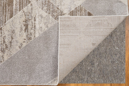 8 x 10 Ivory Gray & Brown Geometric Power Loom Rug