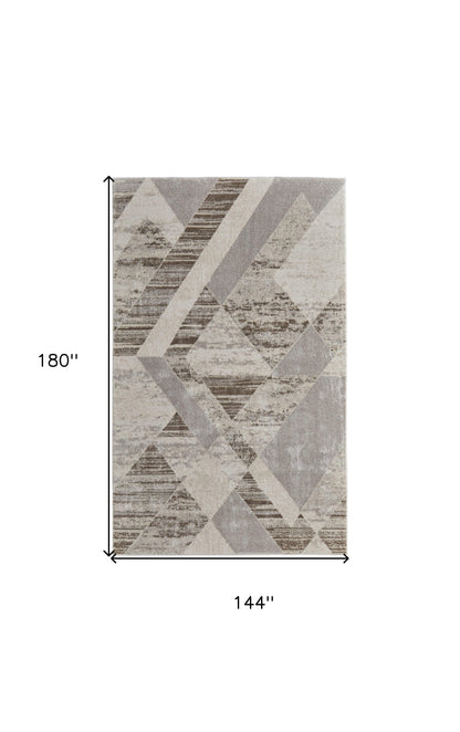 12 x 15 Ivory Gray & Brown Geometric Power Loom Rug