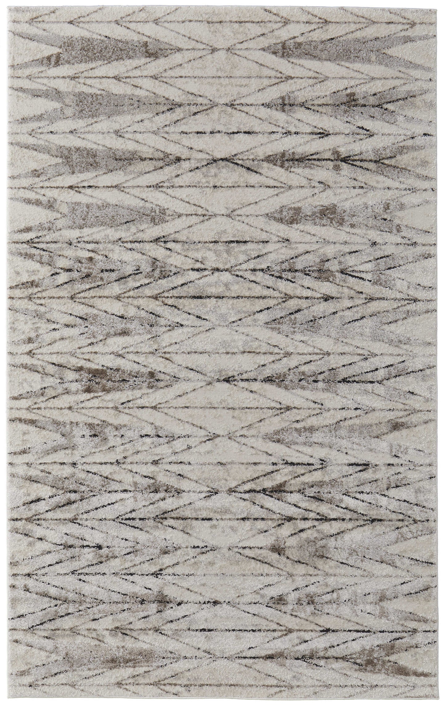 8 x 10 Ivory & Brown Geometric Power Loom Rug
