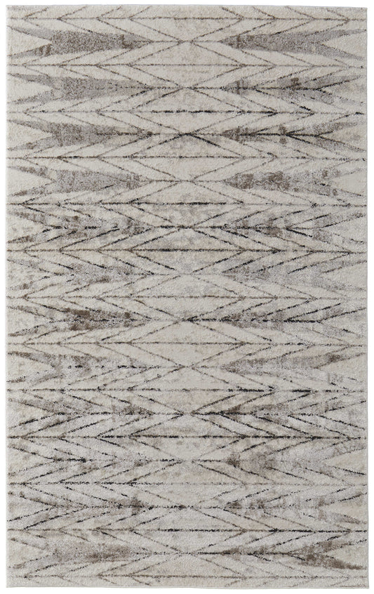 8 x 10 Ivory & Brown Geometric Power Loom Rug