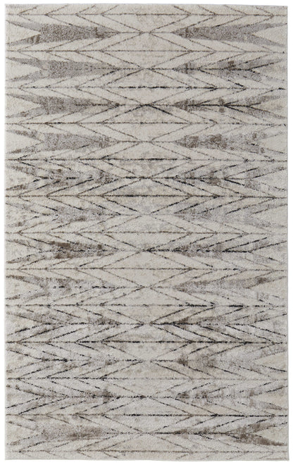 8 x 10 Ivory & Brown Geometric Power Loom Rug