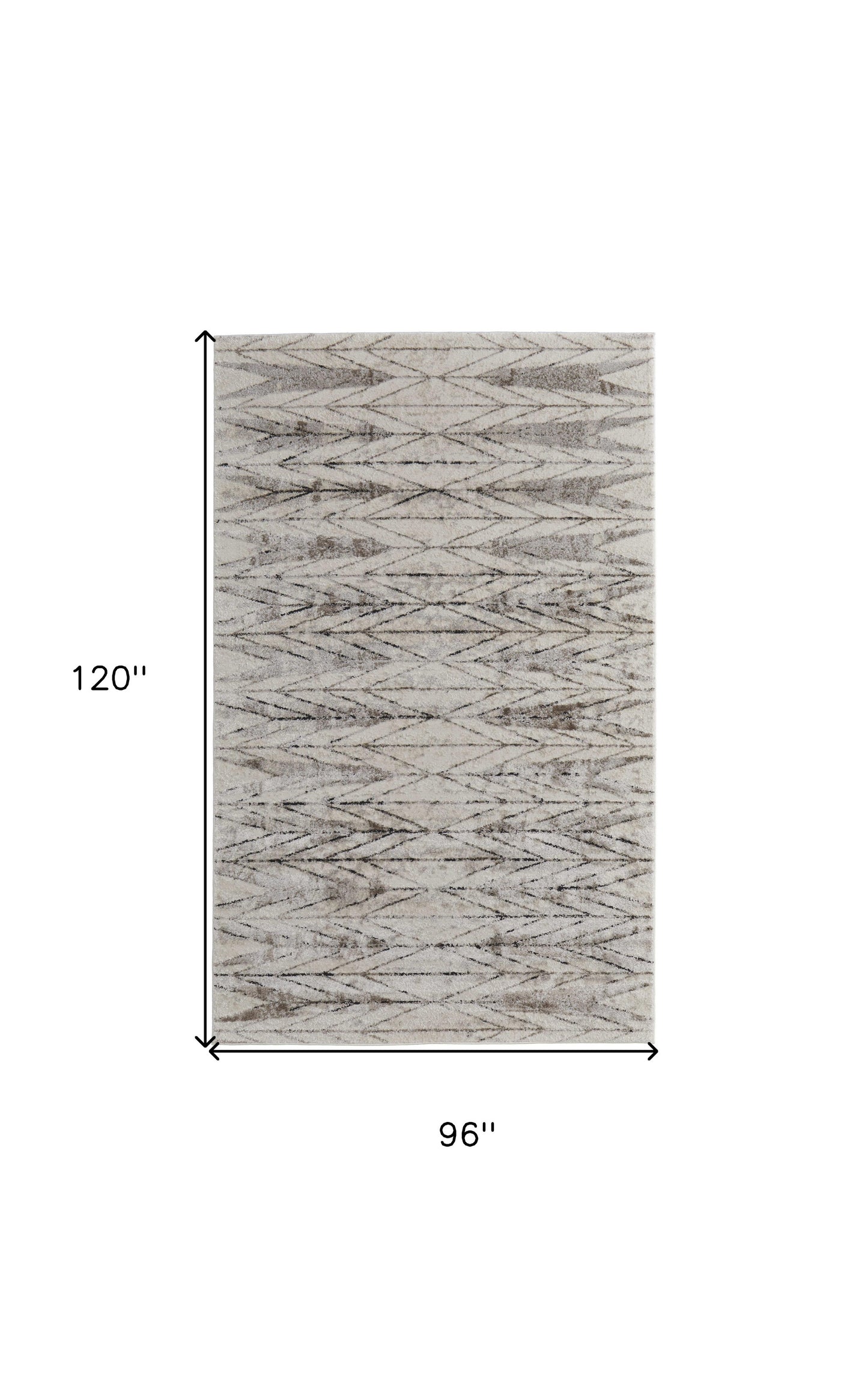 8 x 10 Ivory & Brown Geometric Power Loom Rug