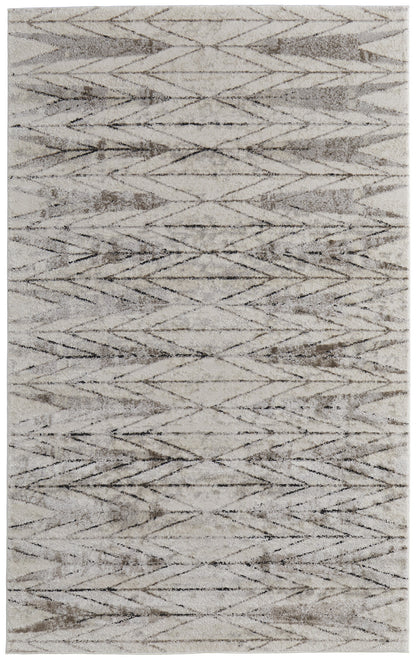 8 x 10 Ivory & Brown Geometric Power Loom Rug