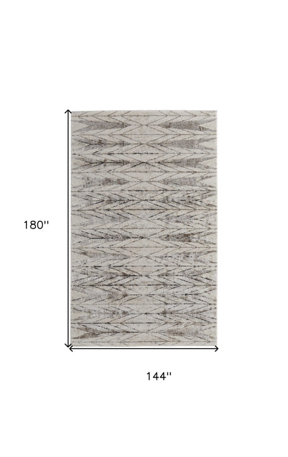 12 x 15 Ivory & Brown Geometric Power Loom Rug