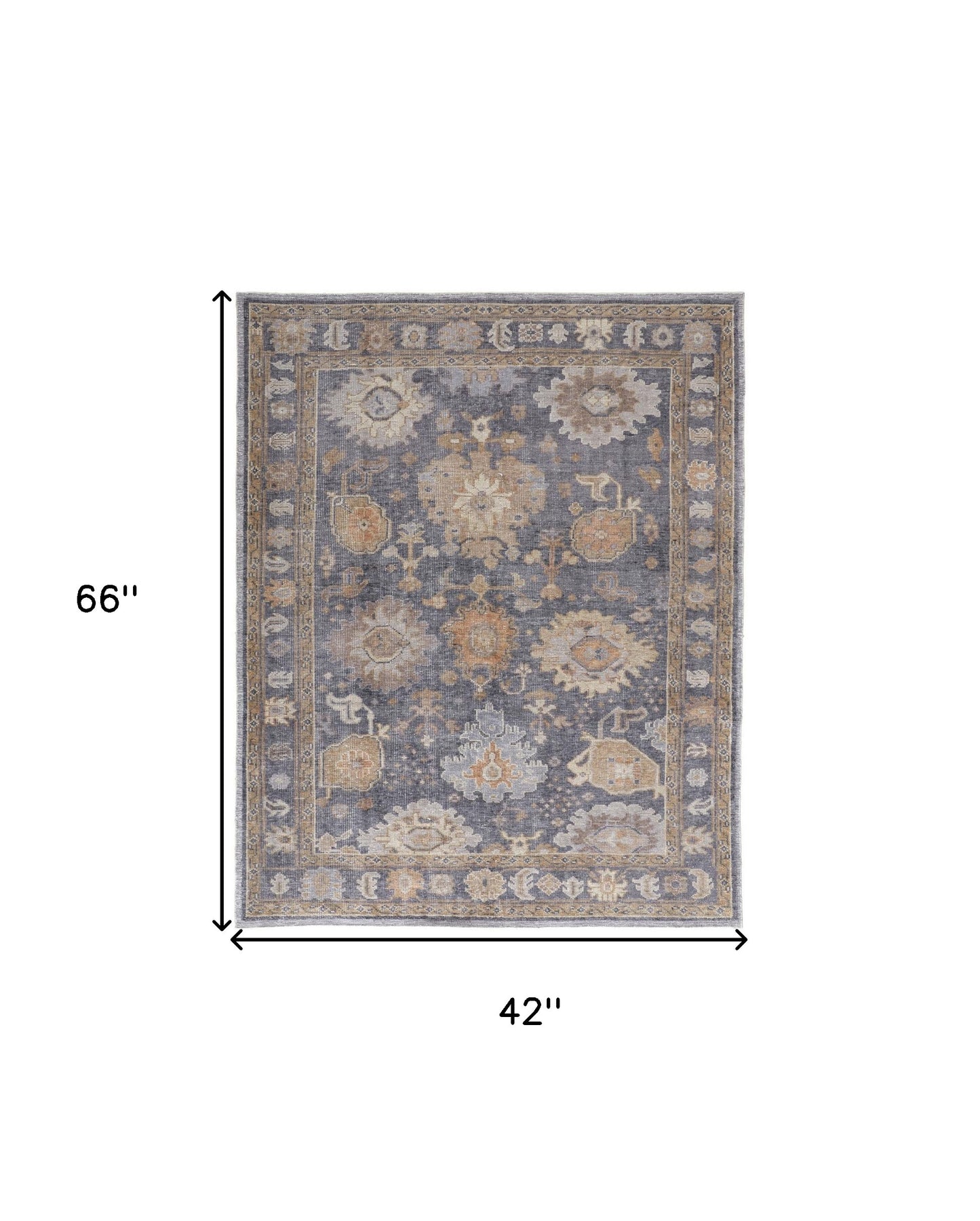 4 x 6 Blue Gray & Tan Oriental Hand Knotted Rug
