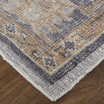 8 x 10 Blue Gray & Tan Oriental Hand Knotted Rug
