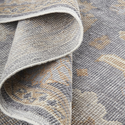 8 x 10 Blue Gray & Tan Oriental Hand Knotted Rug