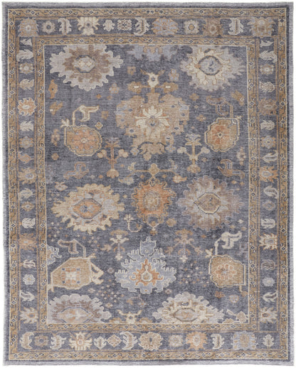 8 x 10 Blue Gray & Tan Oriental Hand Knotted Rug