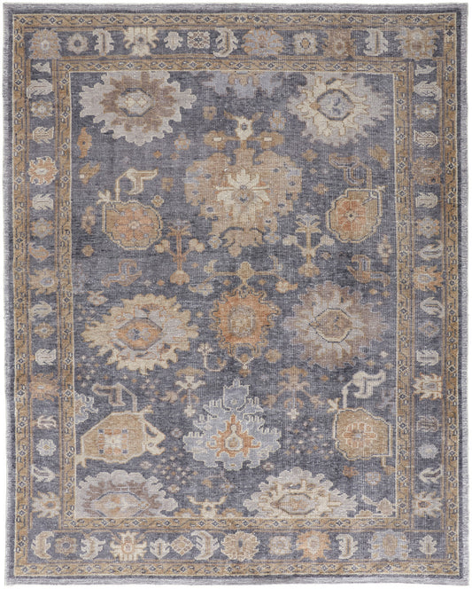 8 x 10 Blue Gray & Tan Oriental Hand Knotted Rug