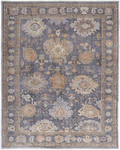 9 x 12 Blue Gray & Tan Oriental Hand Knotted Rug