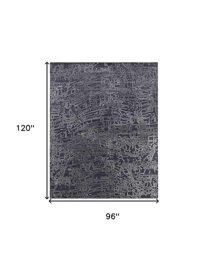 8 x 10 Black Gray & Ivory Hand Woven Rug