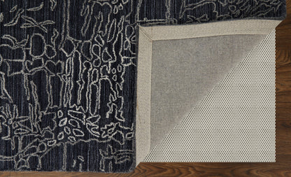 8 x 10 Black Gray & Ivory Hand Woven Rug