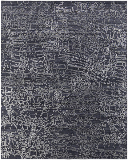 8 x 10 Black Gray & Ivory Hand Woven Rug