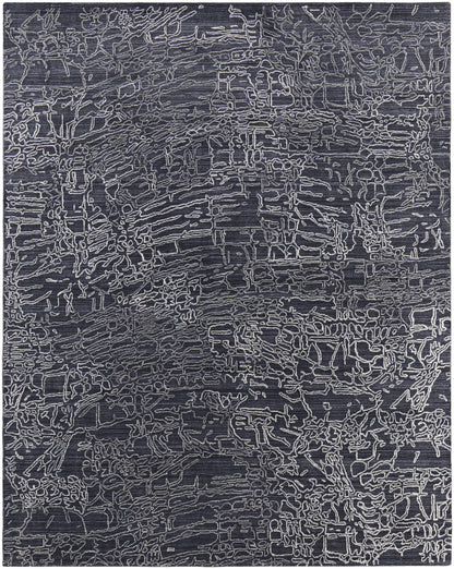 9 x 12 Black Gray & Ivory Hand Woven Rug