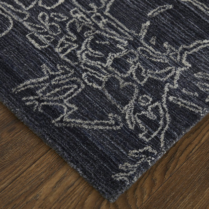 9 x 12 Black Gray & Ivory Hand Woven Rug