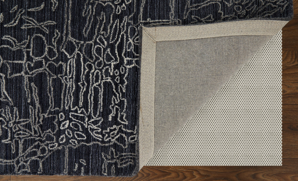 9 x 12 Black Gray & Ivory Hand Woven Rug
