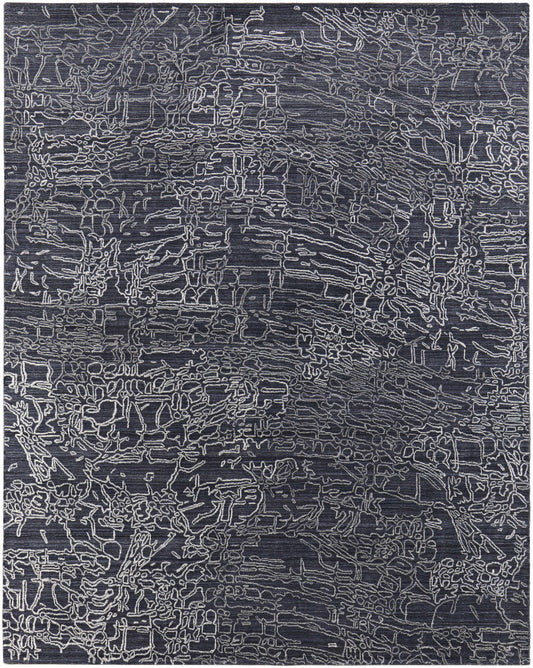 9 x 12 Black Gray & Ivory Hand Woven Rug