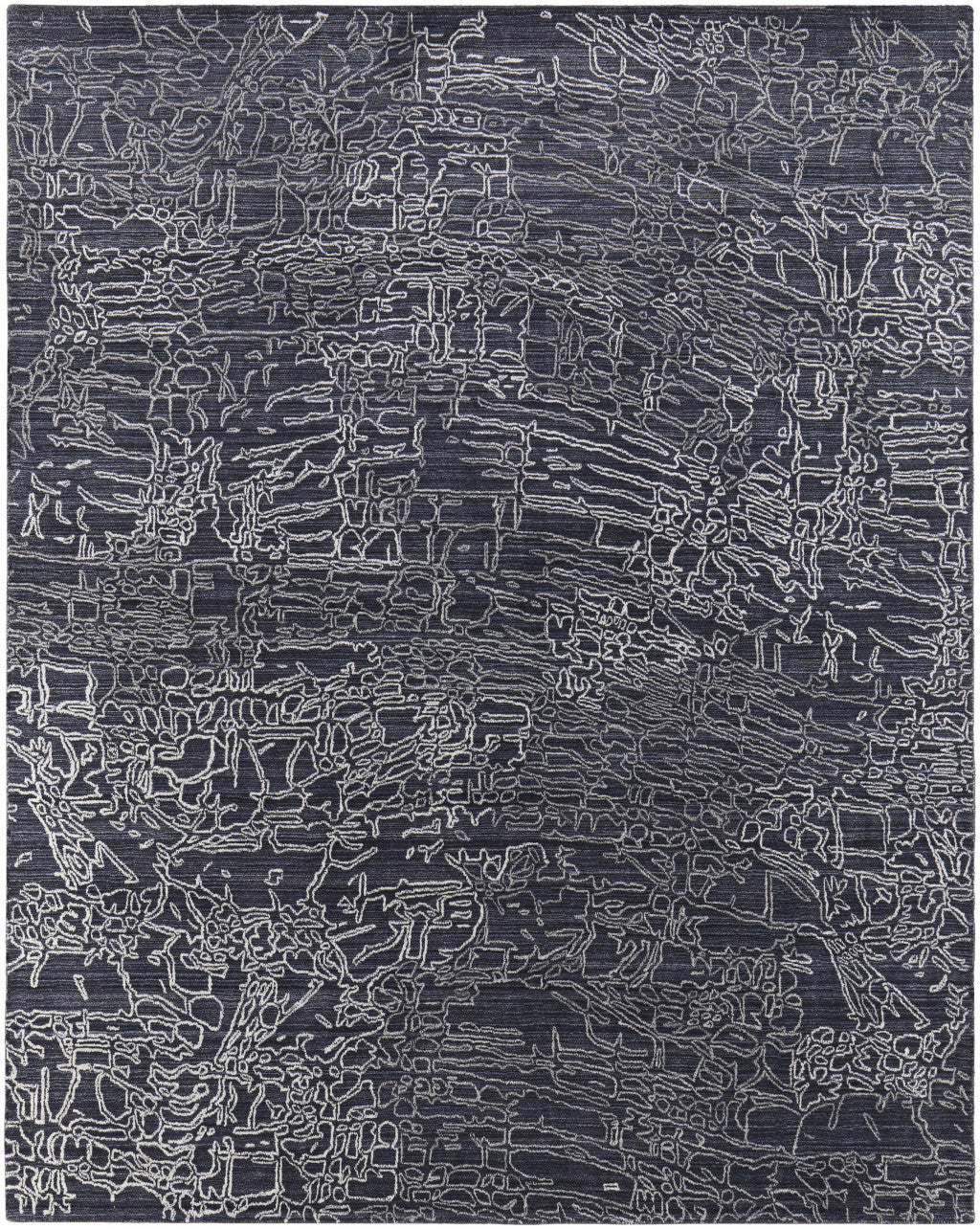 9 x 12 Black Gray & Ivory Hand Woven Rug