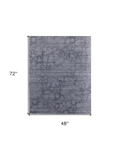 4 x 6 Gray & Blue Hand Woven Rug