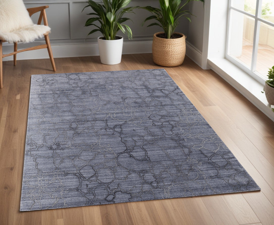 4 x 6 Gray & Blue Hand Woven Rug