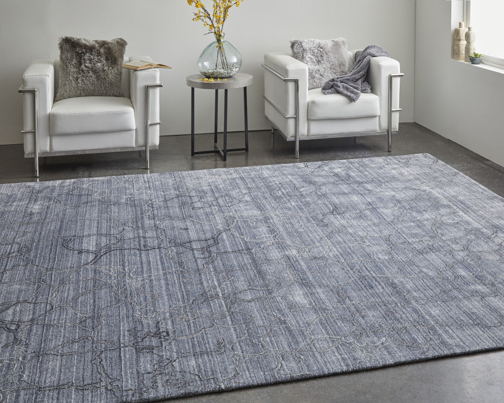 4 x 6 Gray & Blue Hand Woven Rug
