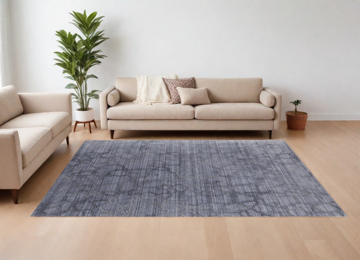 9 x 12 Gray & Blue Hand Woven Rug