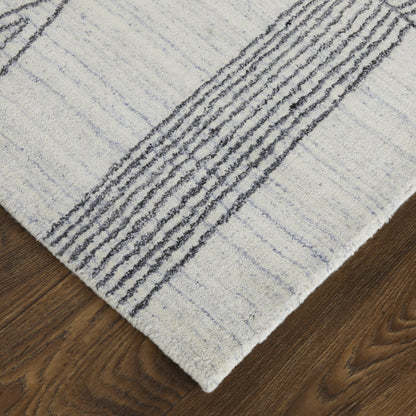 8 x 10 Black & Ivory Hand Woven Rug