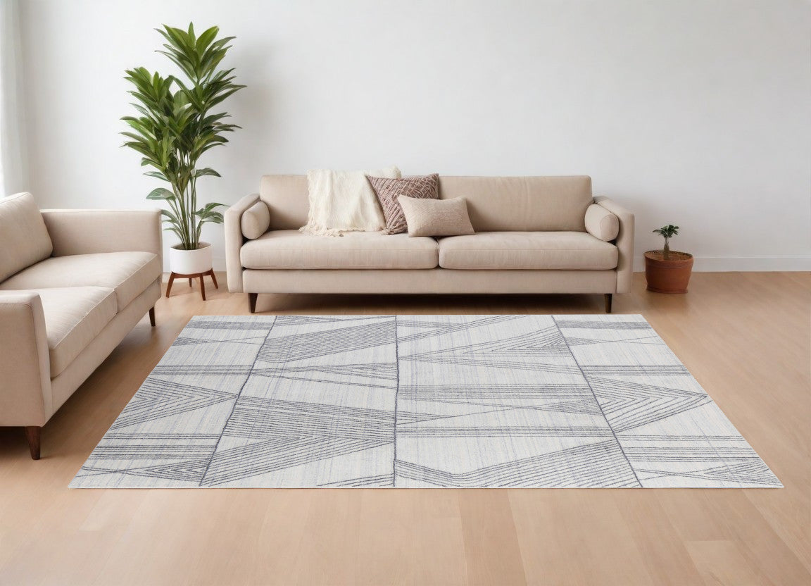 8 x 10 Black & Ivory Hand Woven Rug