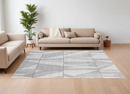 8 x 10 Black & Ivory Hand Woven Rug