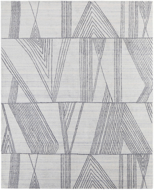 8 x 10 Black & Ivory Hand Woven Rug