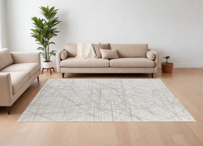 8 x 10 Gray & Ivory Hand Woven Rug