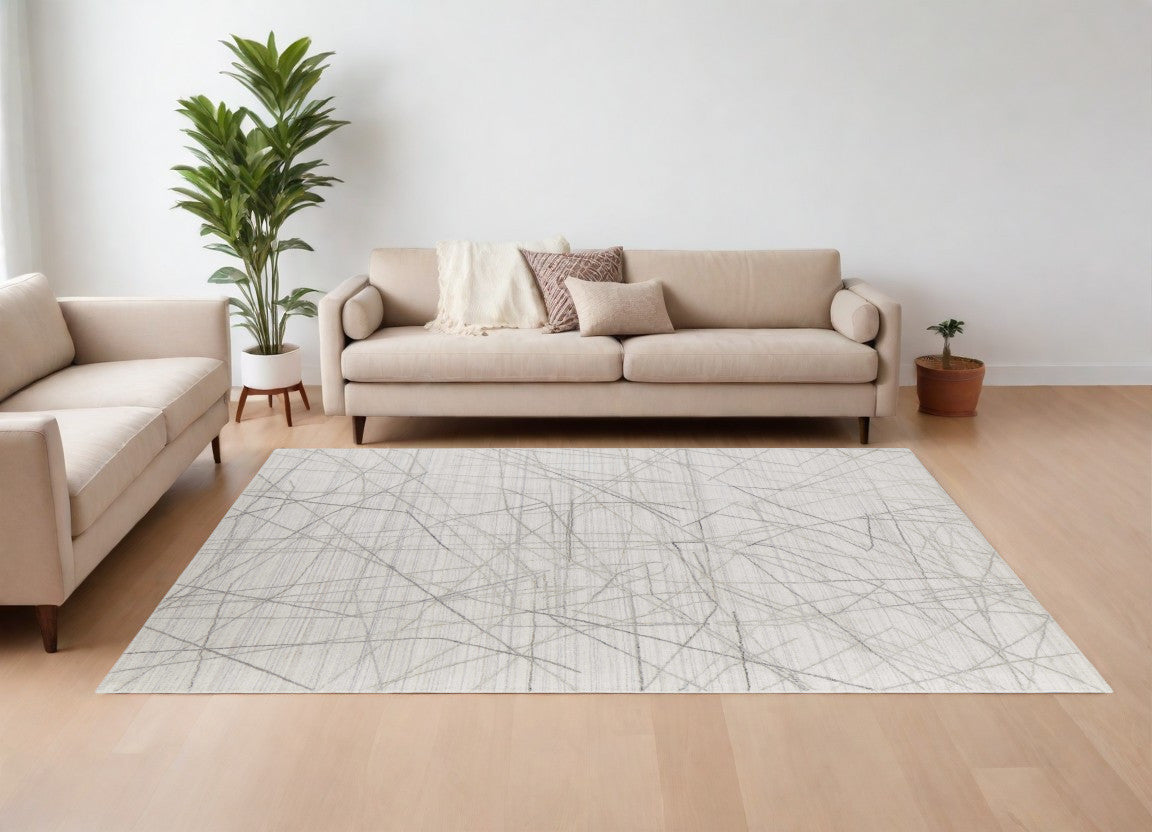 9 x 12 Gray & Ivory Hand Woven Rug