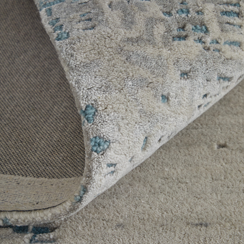 4 x 6 Gray Taupe & Blue Hand Tufted Rug