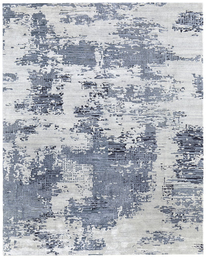4 x 6 Gray Taupe & Blue Hand Tufted Rug