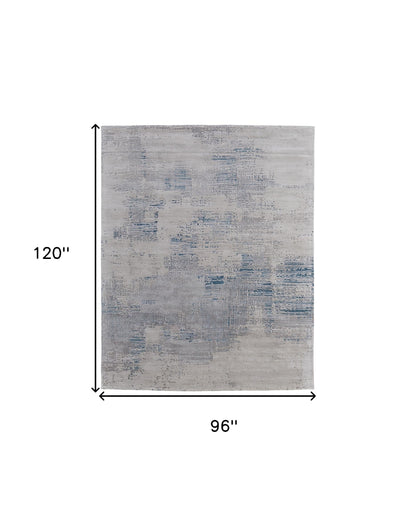 8 x 10 Gray Taupe & Blue Hand Tufted Rug