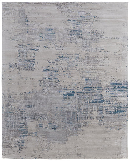 8 x 10 Gray Taupe & Blue Hand Tufted Rug