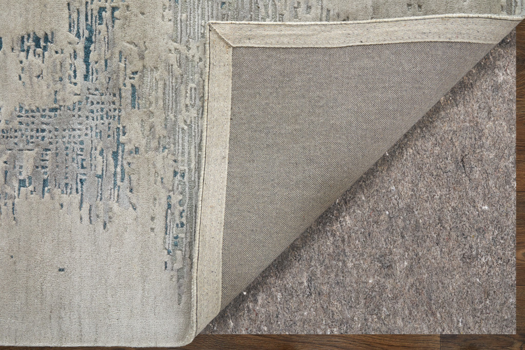 8 x 10 Gray Taupe & Blue Hand Tufted Rug