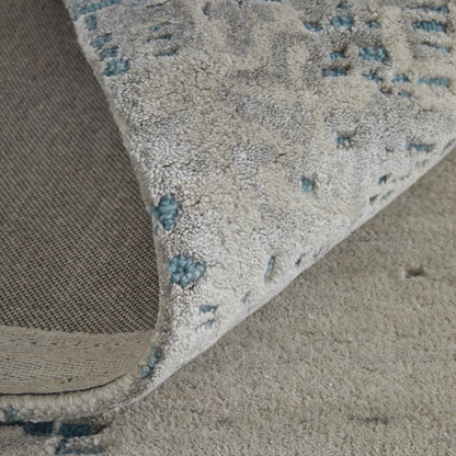 8 x 10 Gray Taupe & Blue Hand Tufted Rug