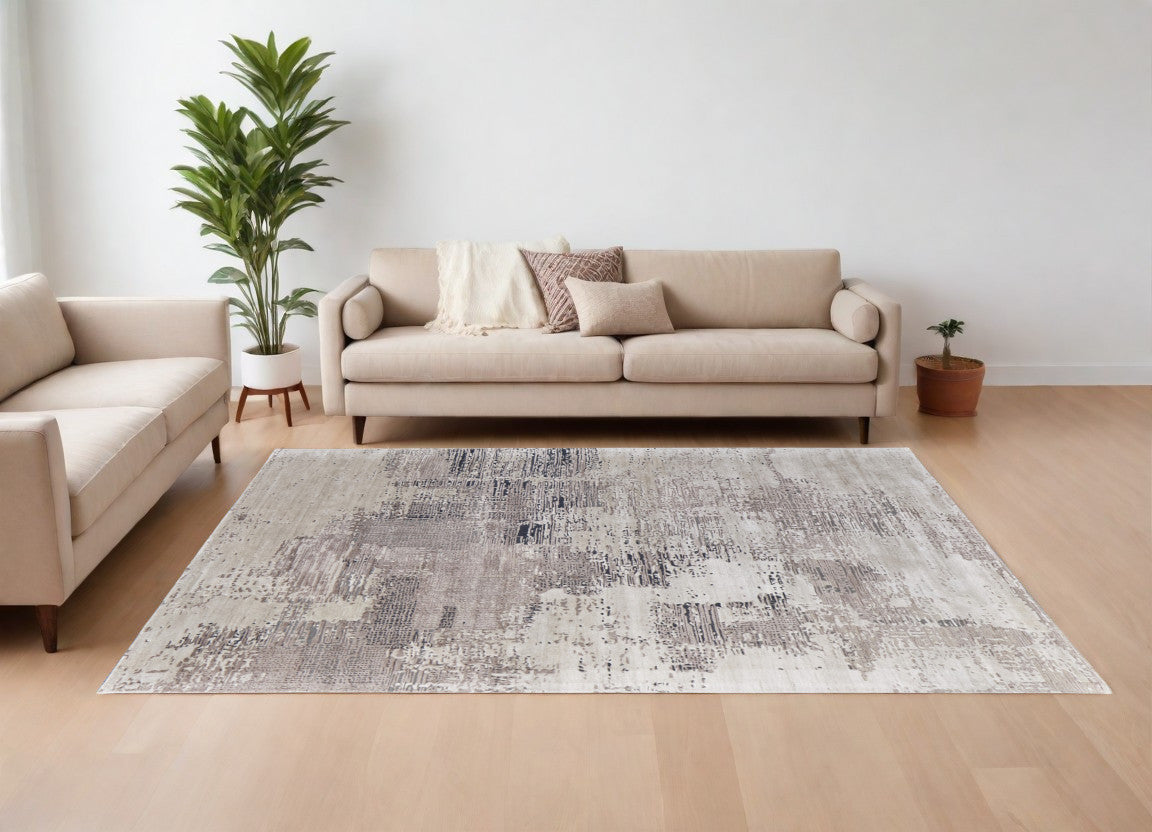 9 x 12 Brown Black & Tan Hand Tufted Rug
