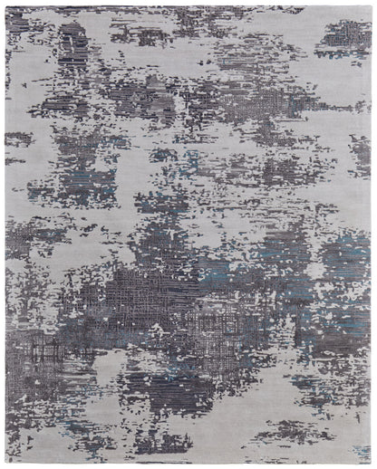 4 x 6 Ivory Brown & Blue Hand Tufted Rug