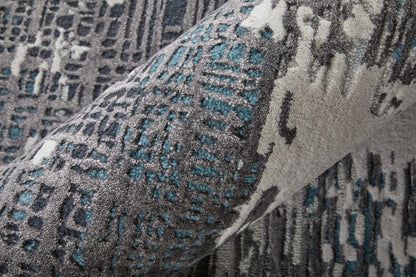 4 x 6 Ivory Brown & Blue Hand Tufted Rug