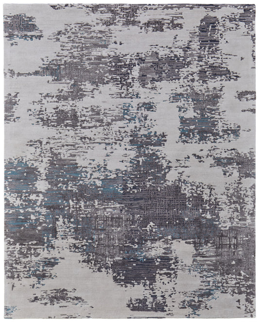 4 x 6 Ivory Brown & Blue Hand Tufted Rug