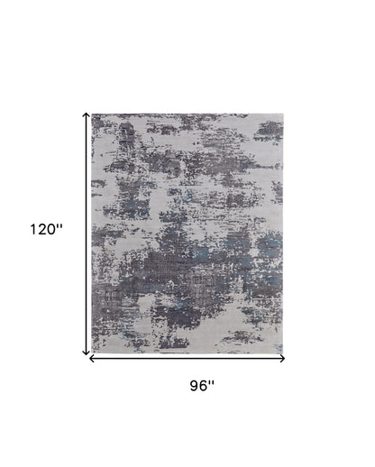 8 x 10 Ivory Brown & Blue Hand Tufted Rug