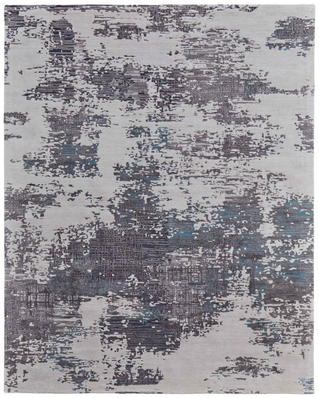 8 x 10 Ivory Brown & Blue Hand Tufted Rug