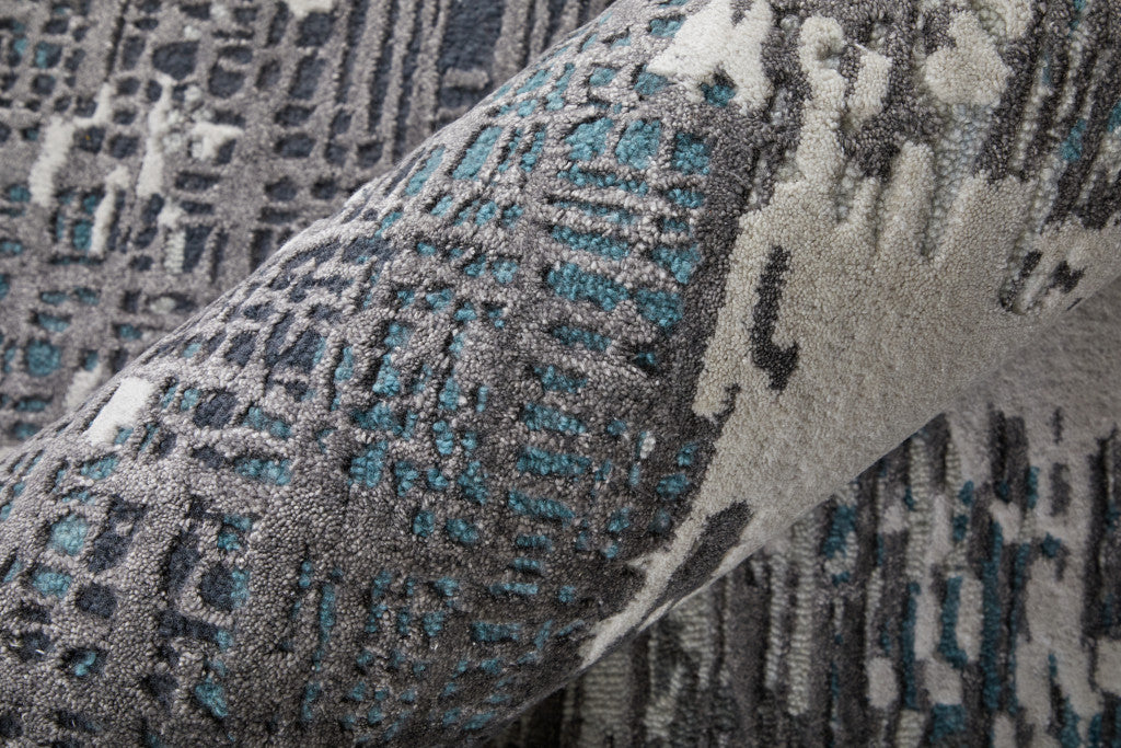 8 x 10 Ivory Brown & Blue Hand Tufted Rug
