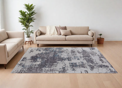 8 x 10 Ivory Brown & Blue Hand Tufted Rug