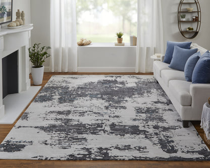 8 x 10 Ivory Brown & Blue Hand Tufted Rug