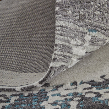 8 x 10 Ivory Brown & Blue Hand Tufted Rug