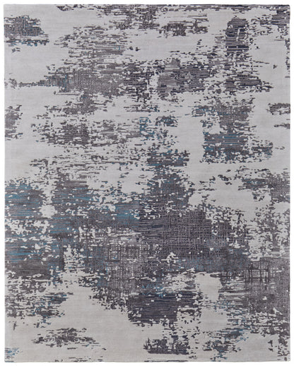 8 x 10 Ivory Brown & Blue Hand Tufted Rug