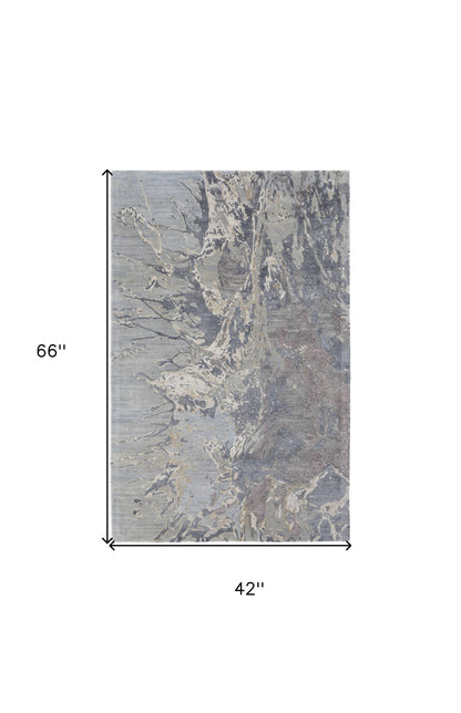 4 x 6 Ivory Taupe & Green Hand Tufted Rug
